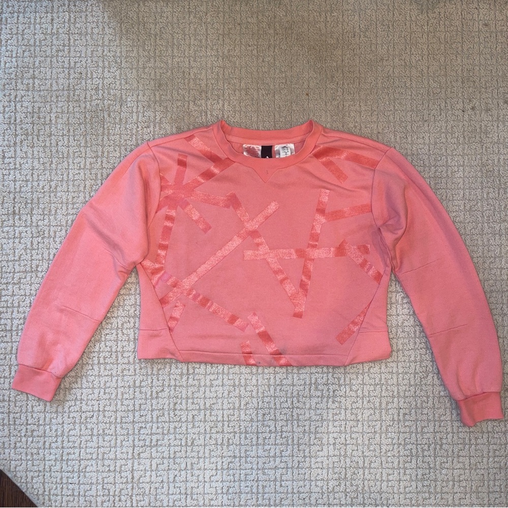 Adidas Big Girl Terry Cropped Corral Sweatshirt Sz M 11-12 Y Long Sleeve Read